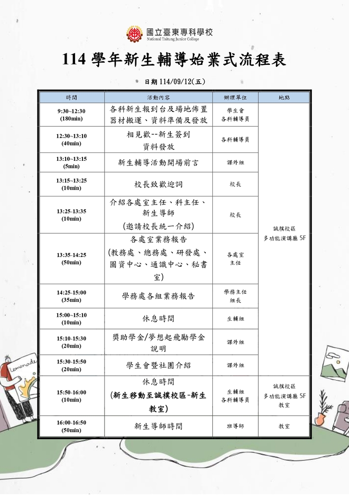 114學年新生輔導始業式活動(114/9/12(五))圖片