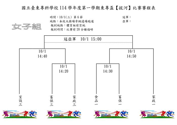 114-1「東專盃」拔河賽程表圖片