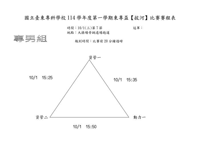 114-1「東專盃」拔河賽程表圖片