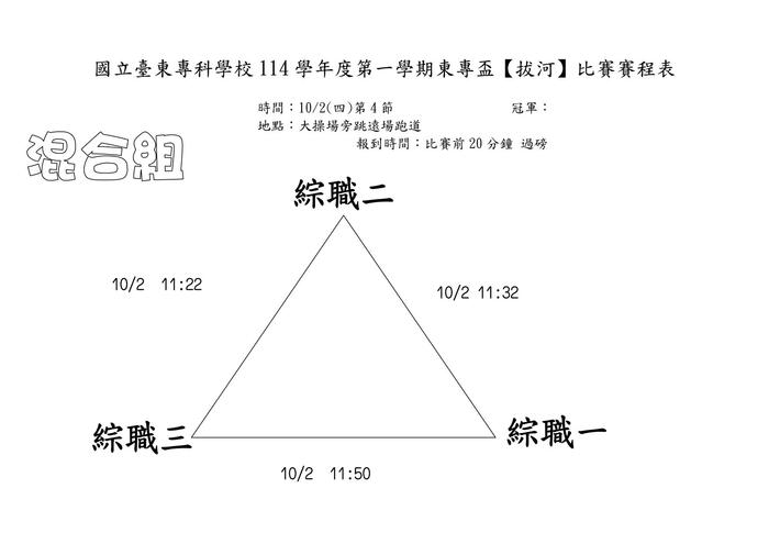 114-1「東專盃」拔河賽程表圖片
