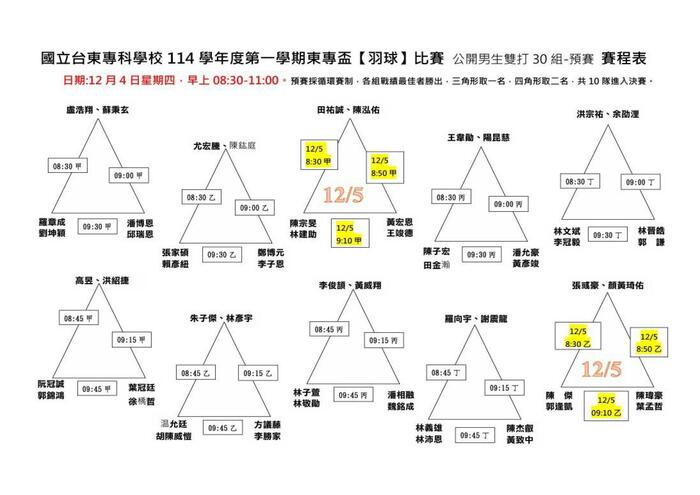 114-1【東專盃】羽球比賽賽程表-最新版本圖片
