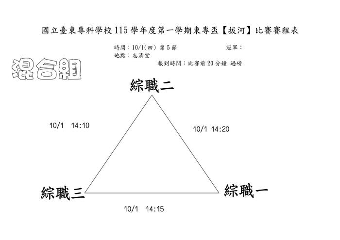 115-1「東專盃」拔河賽程表圖片