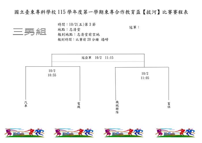 115-1「東專盃」拔河賽程表圖片